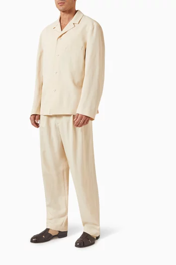 Tailored Shirt Jacket in Wool & Viscose Gabardine
