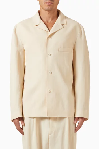 Tailored Shirt Jacket in Wool & Viscose Gabardine