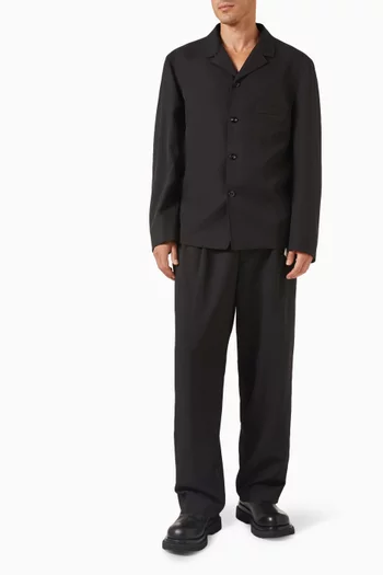 Tailored Shirt Jacket in Wool & Viscose Gabardine