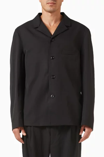 Tailored Shirt Jacket in Wool & Viscose Gabardine
