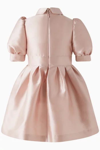 Embroidered Dress in Mikado Fabric