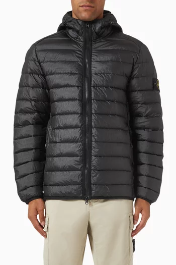 Hooded Down Jacket in Nylon