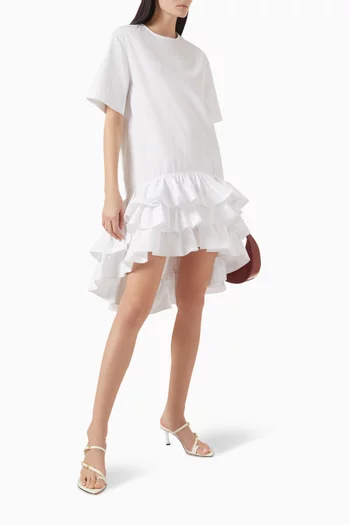Ruffle Mini Dress in Cotton Blend
