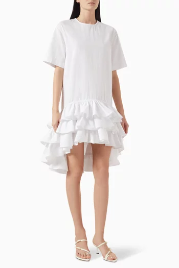 Ruffle Mini Dress in Cotton Blend