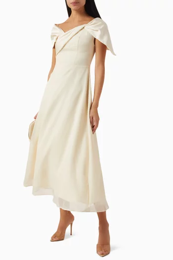 Crystal Off-shoulder Midi Dress