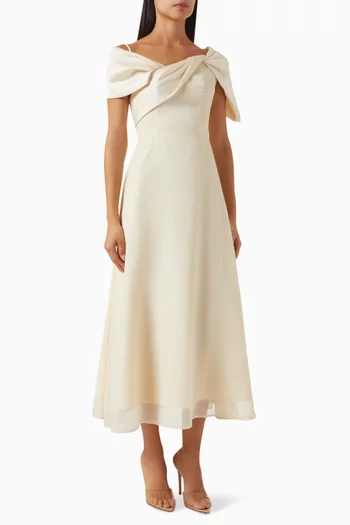 Crystal Off-shoulder Midi Dress