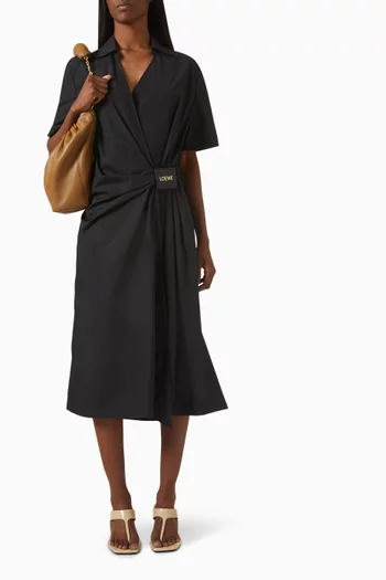 Draped Midi Shirt Dress