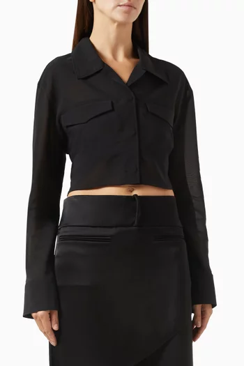 Cropped Shirt in Cotton-blend