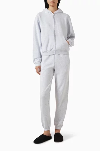 كنزة كلاسيكية بغطاء رأس وسحّاب كامل صوف قطني