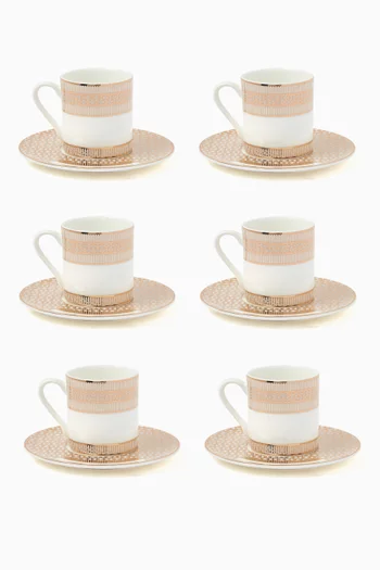 Espresso Cups & Saucers in Porcelain, Set of 6