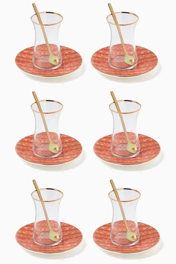 Sahara Istikana Cups and Saucers, Set of 6