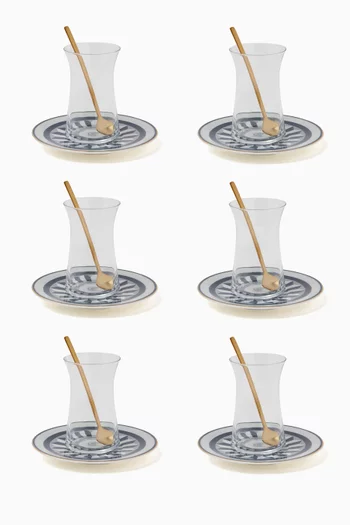 Pieces of Time Istikana Cups, Saucers and Spoons, Set of 6