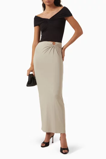 Metal Ring Maxi Skirt in Jersey