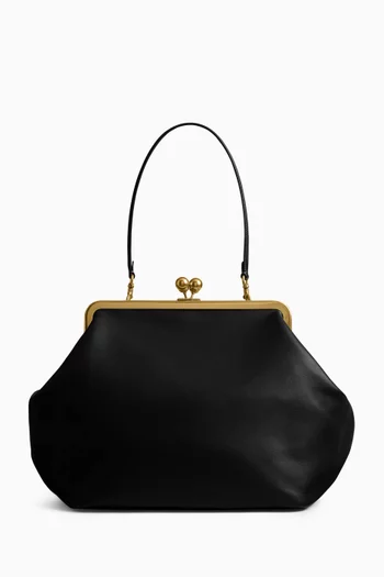 Large Kisslock Frame Bag in Leather