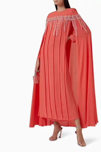 Premiere Embellished Cape Maxi Dress