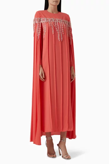 Premiere Embellished Cape Maxi Dress