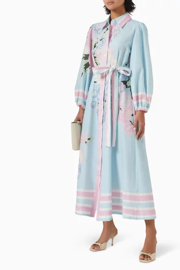 Lucille Midi Dress in Linen & Cotton