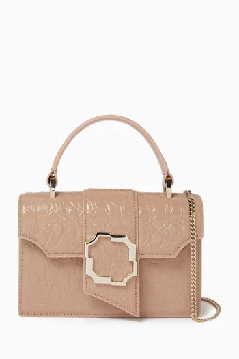 Mini Audrey Handbag in Croc-embossed Leather