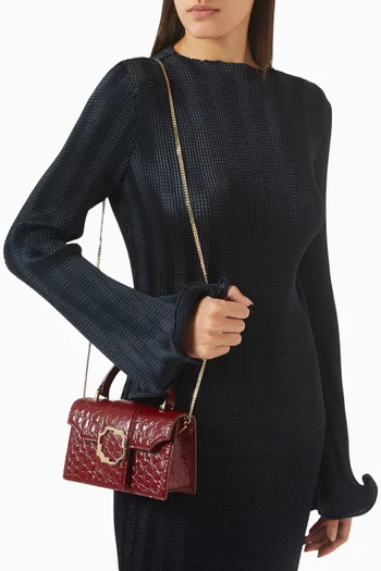 Mini Audrey Handbag in Croc-embossed Leather