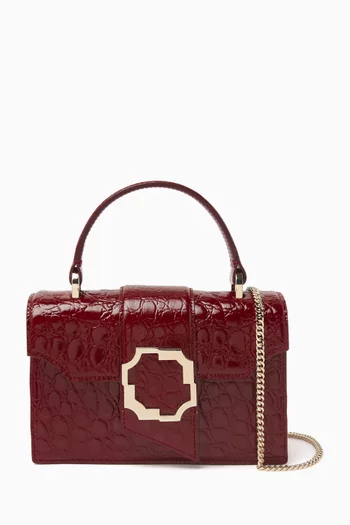 Mini Audrey Handbag in Croc-embossed Leather