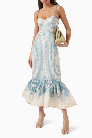 Illuminate Paisley-print Maxi Gown in Silk-linen