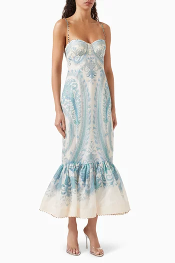 Illuminate Paisley-print Maxi Gown in Silk-linen