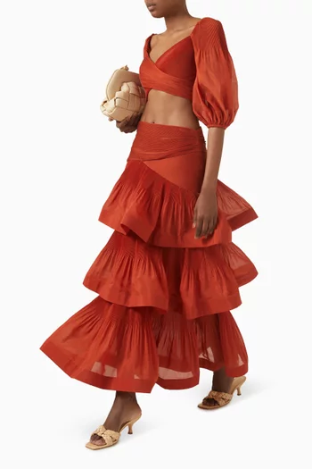 Tiered Pleated Skirt