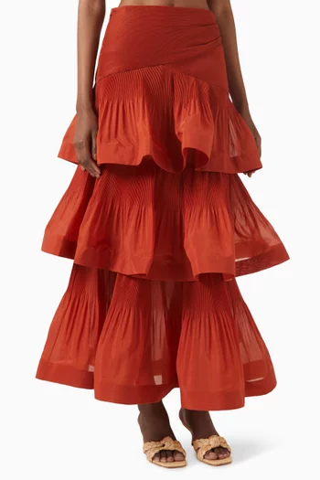 Tiered Pleated Skirt
