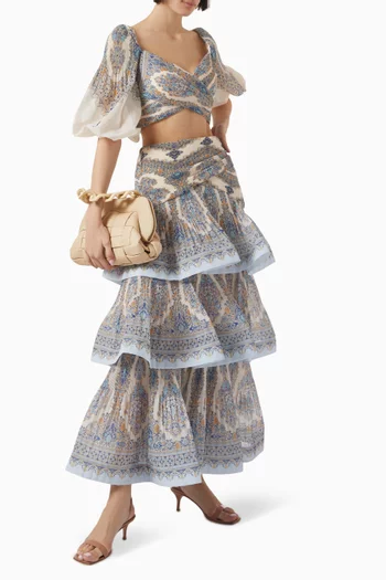 Tiered Pleated Skirt