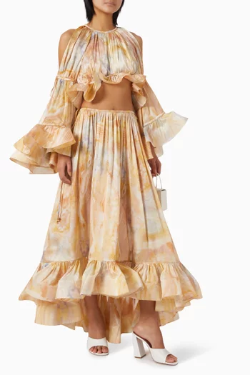 Balance Flounce Maxi Skirt in Silk