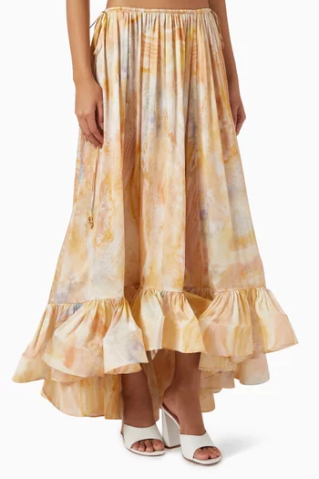 Balance Flounce Maxi Skirt in Silk