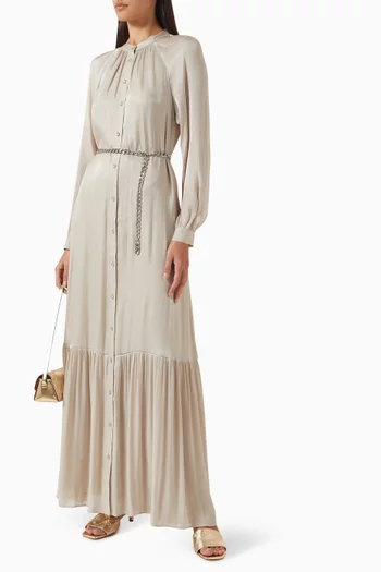 Belted Kaftan Dress in Crinkle-georgette