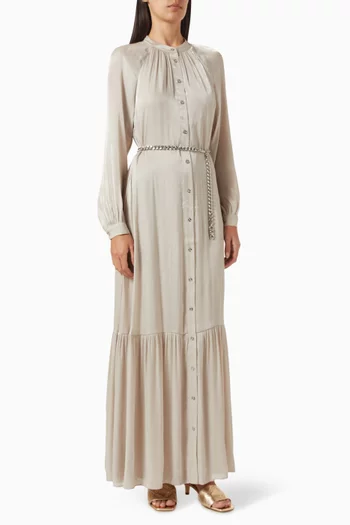 Belted Kaftan Dress in Crinkle-georgette
