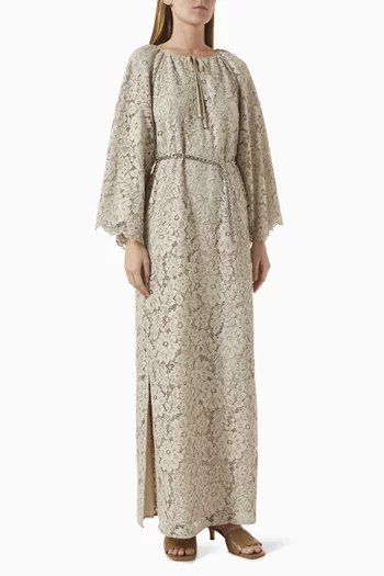 Floral Bell-Sleeve Kaftan in Corded-lace