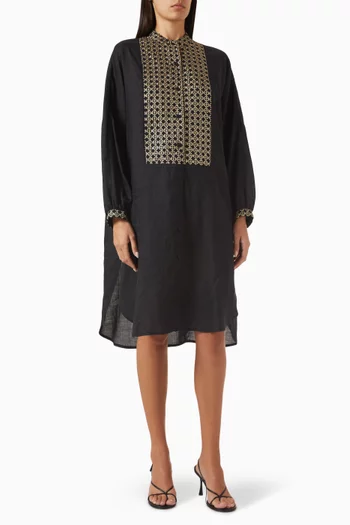 Embroidered Top in Ramie