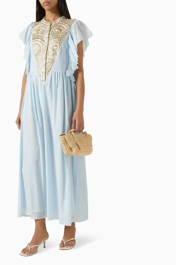 Embroidered Ruffled Maxi Dress