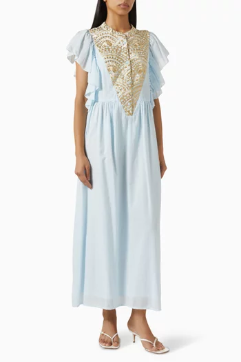 Embroidered Ruffled Maxi Dress