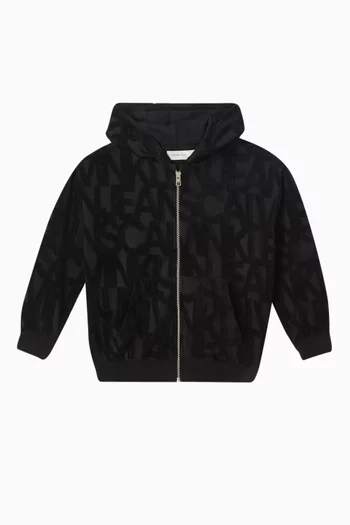 Towelling Logo Zip Hoodie