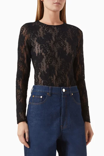 Lace Bodysuit in Nylon-blend
