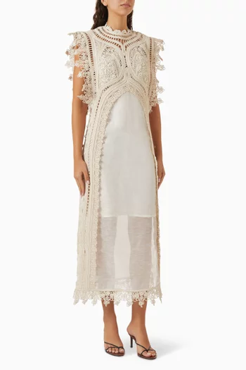 Illuminate Cornelli Maxi Dress in Silk Linen Organza