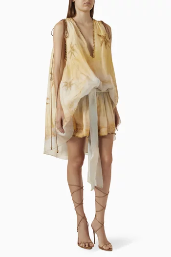 Balance Plunge Mini Dress in Silk-linen