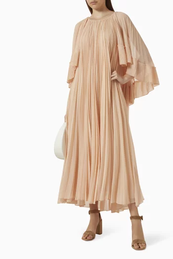 Illuminate Pleated Cape Maxi Dress
