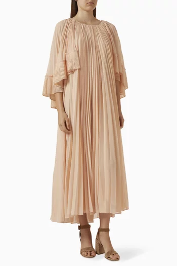 Illuminate Pleated Cape Maxi Dress