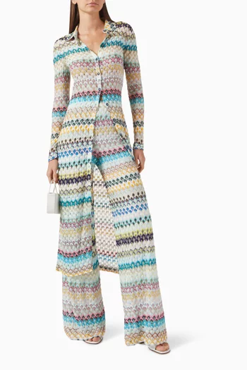 Zig Zag Long Cardigan in Knit