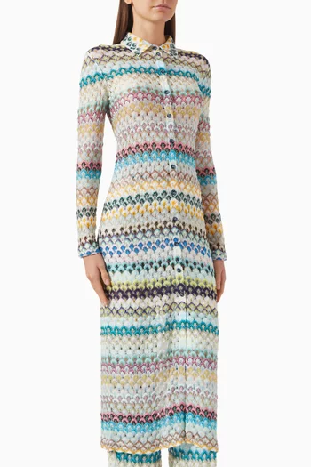 Zig Zag Long Cardigan in Knit