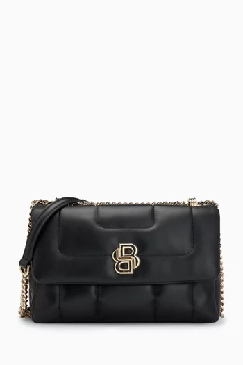 Double B Monogram Quilted Shoulder Bag in Faux Leather