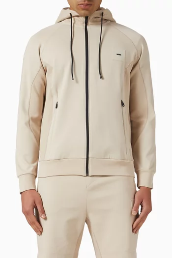 Logo Patch Zip Hoodie in Cotton-blend