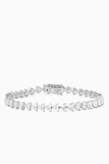 Heart Diamond Tennis Bracelet in 18kt White Gold