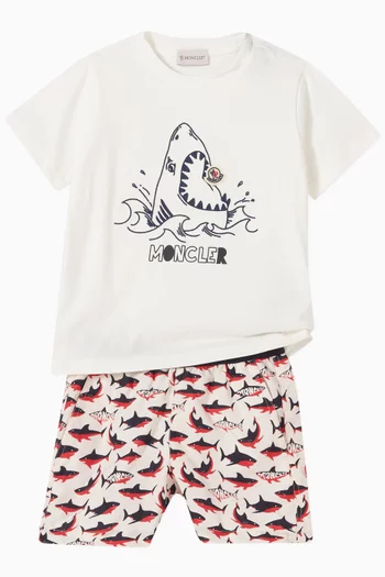 Printed Shark T-shirt in Cotton