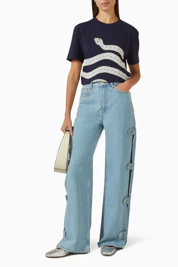 Teidon Embroidered T-shirt in Cotton